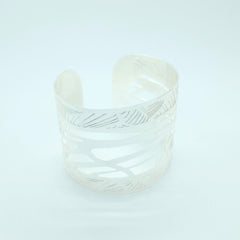 Pulsera Brazalete Cebra Plateado - Bambú Rosa Joyas y Accesorios