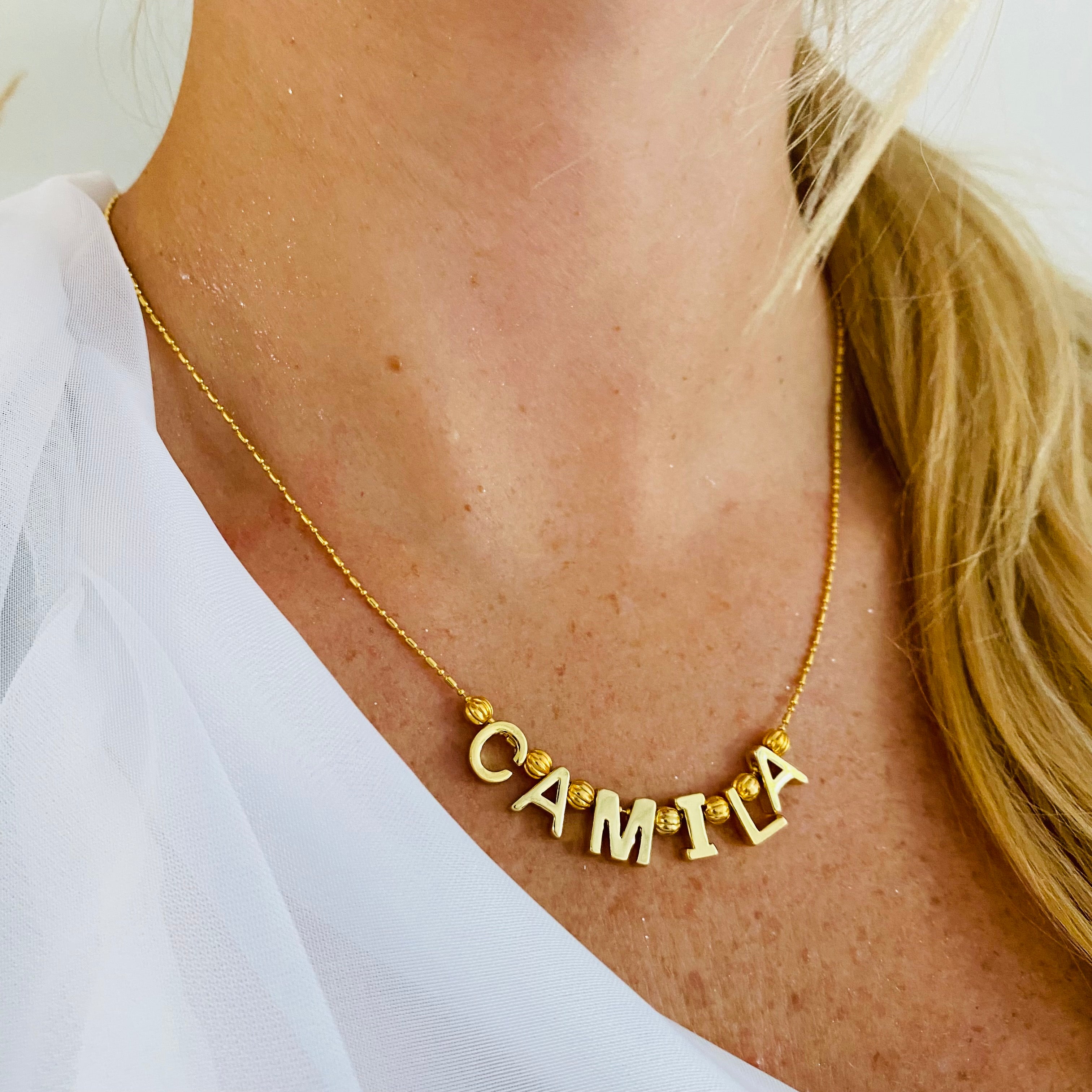 Collar Personalizado Nombre - Bambú Rosa Joyas y Accesorios