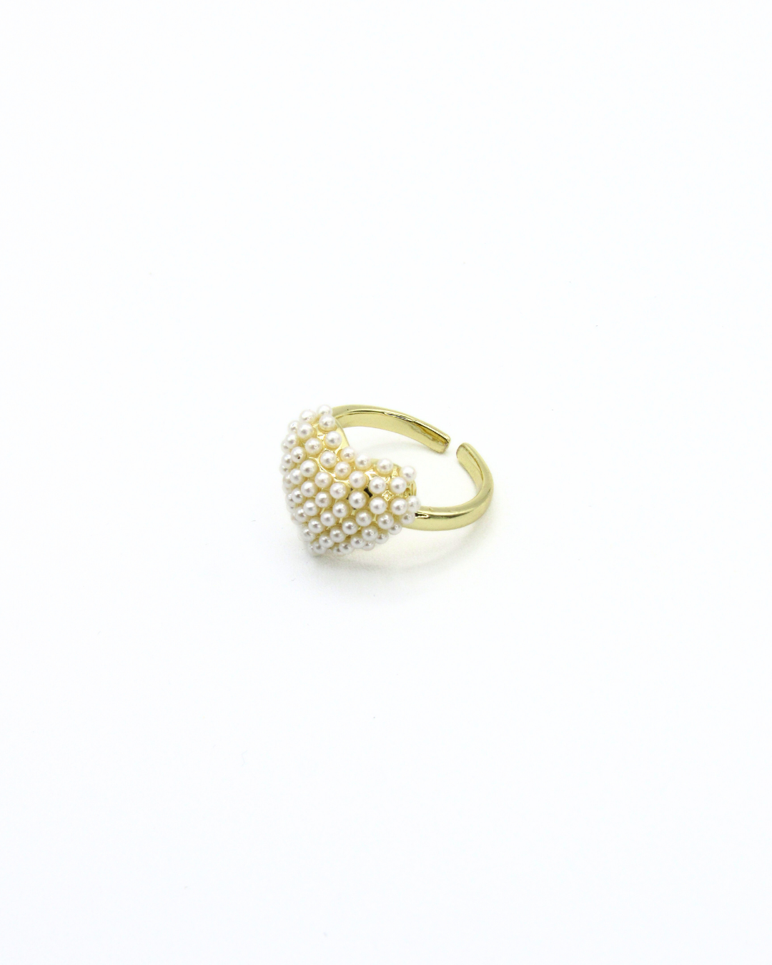 Anillo Corazón Perlas Latidos Dorado