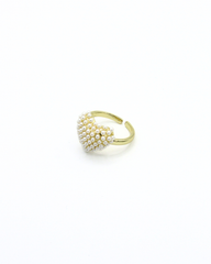 Anillo Corazón Perlas Latidos Dorado