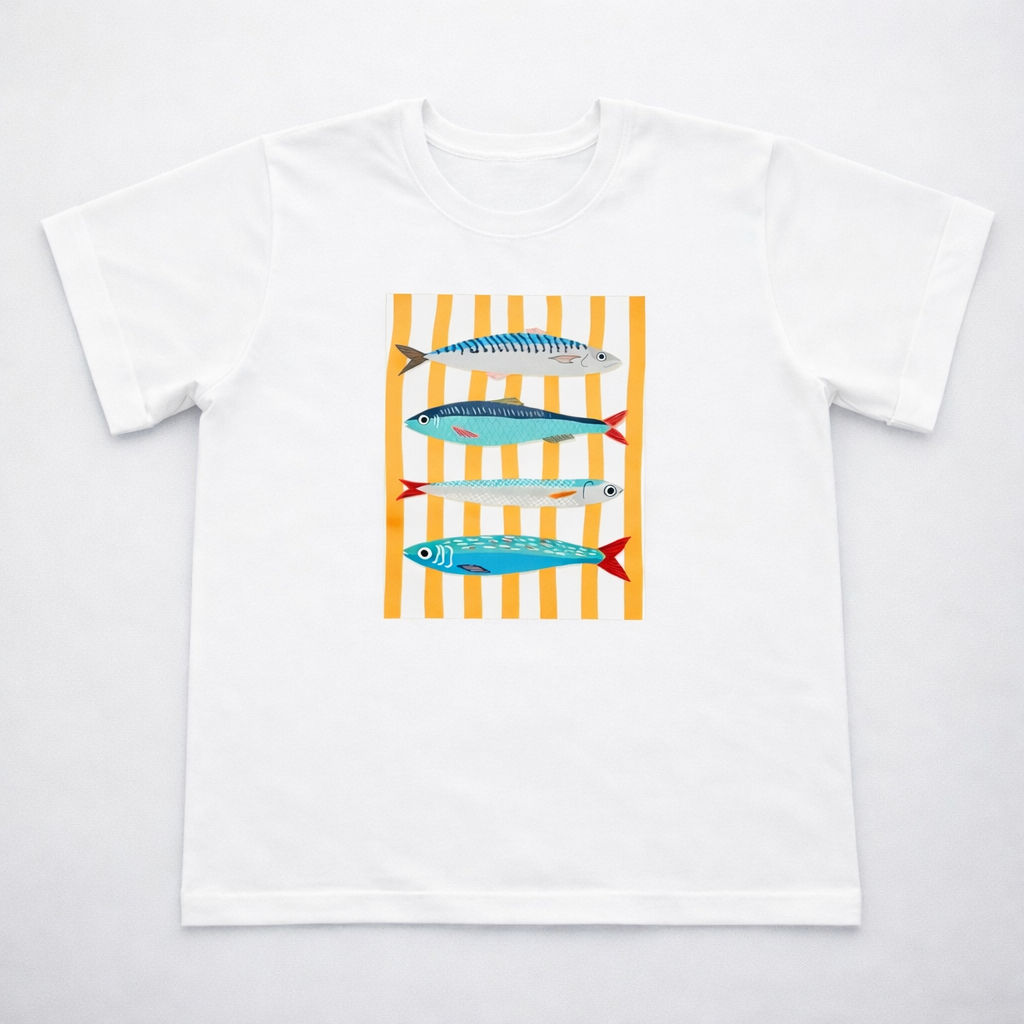 Camiseta manga corta estampada peces rayas - Bambú Rosa Joyas y Accesorios 