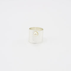 Anillo Perla Rectangulo Plateado