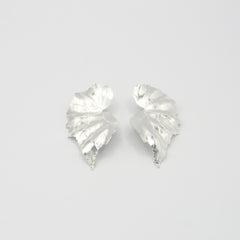 Aretes Maxi Topos Abanico Media Hoja Plateada