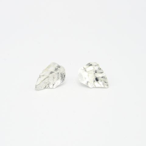 Aretes Topos Hojas Mini Plateado