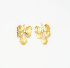 Aretes Gancho Conchas Perla Dorado