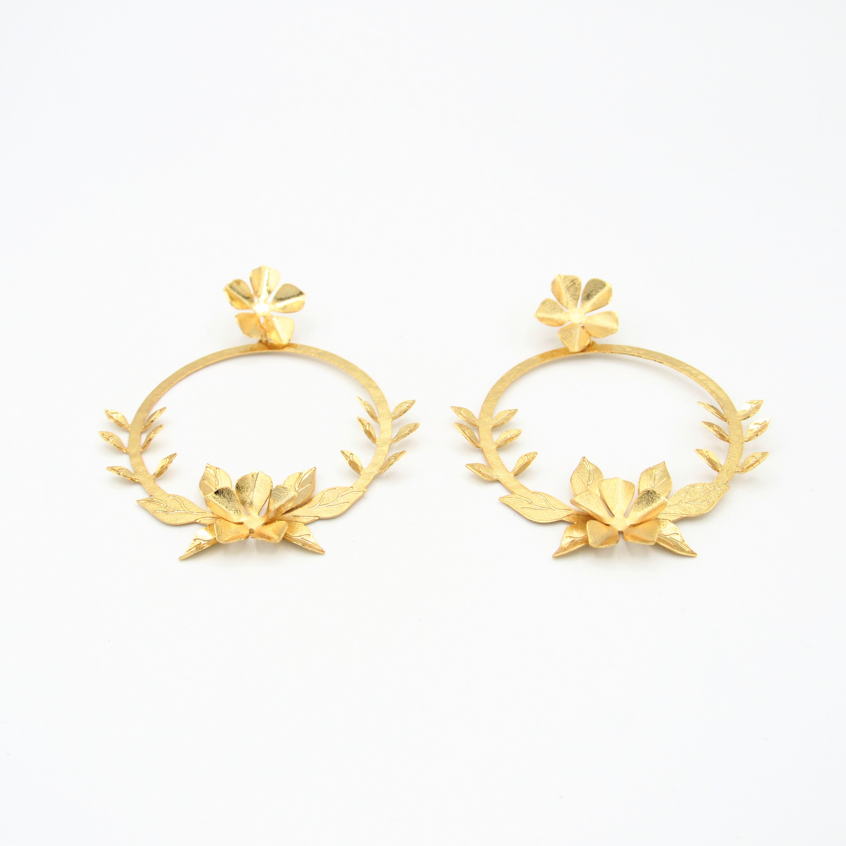 Aretes Flor Aros Primavera Dorado