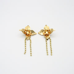 Aretes Flor 4 Petalos Cristal Visos Dorado