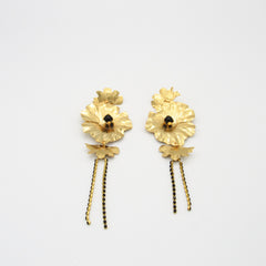 Aretes Sirena Onix Cristal Dorado