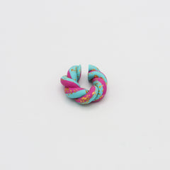 Earcuff Trenzado Fucsia-Azul Escarcha Dorada