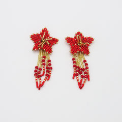 Aretes Tejido Flor Orquidea Roja Musa