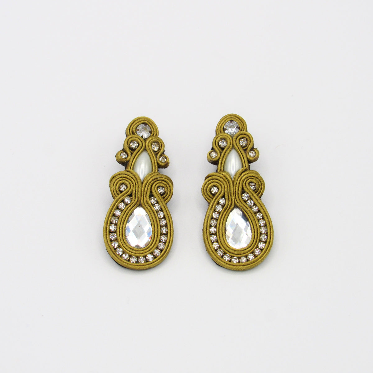 Aretes Largos Soutache Mostaza