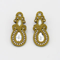 Aretes Largos Soutache Mostaza