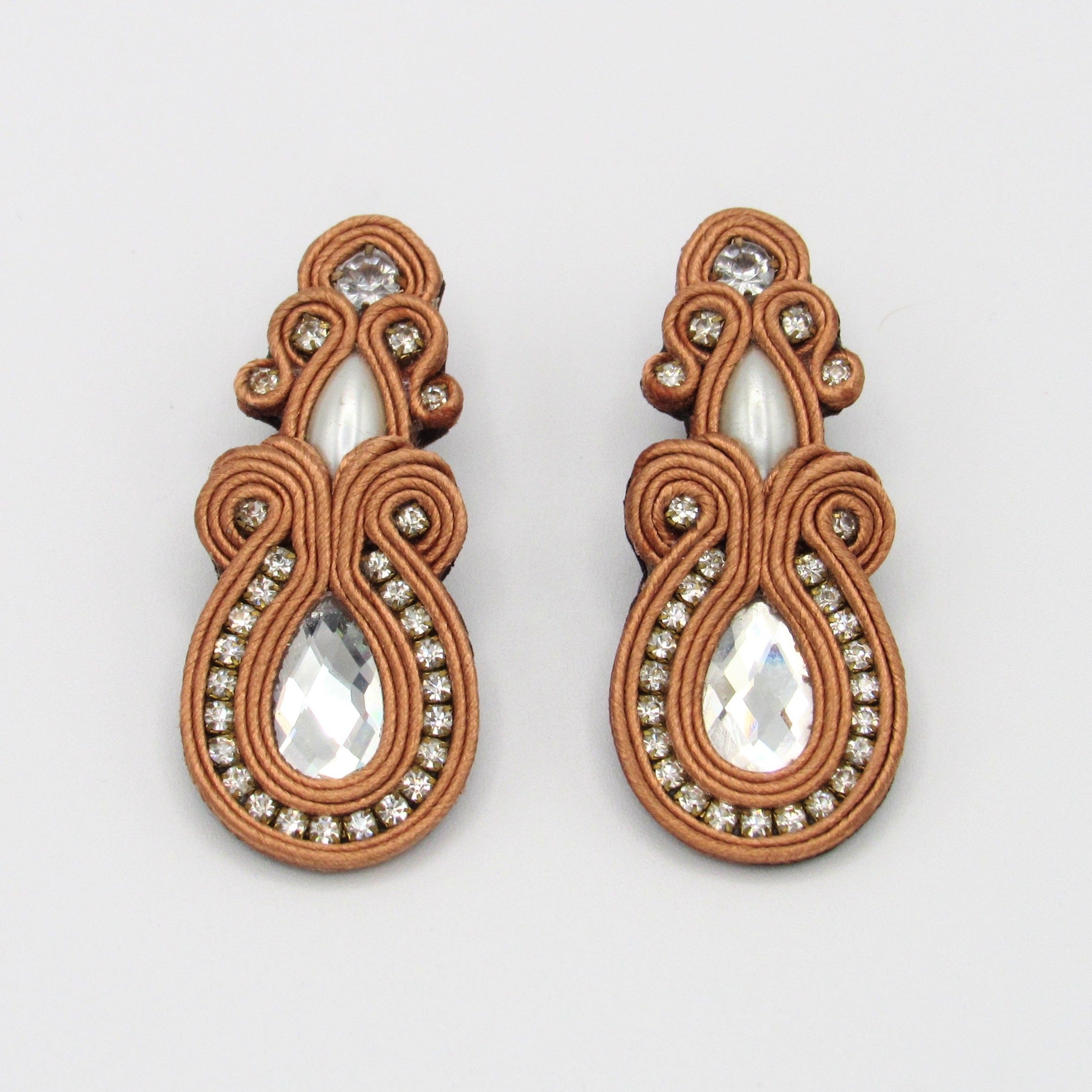 Aretes Largos Soutache Cobre