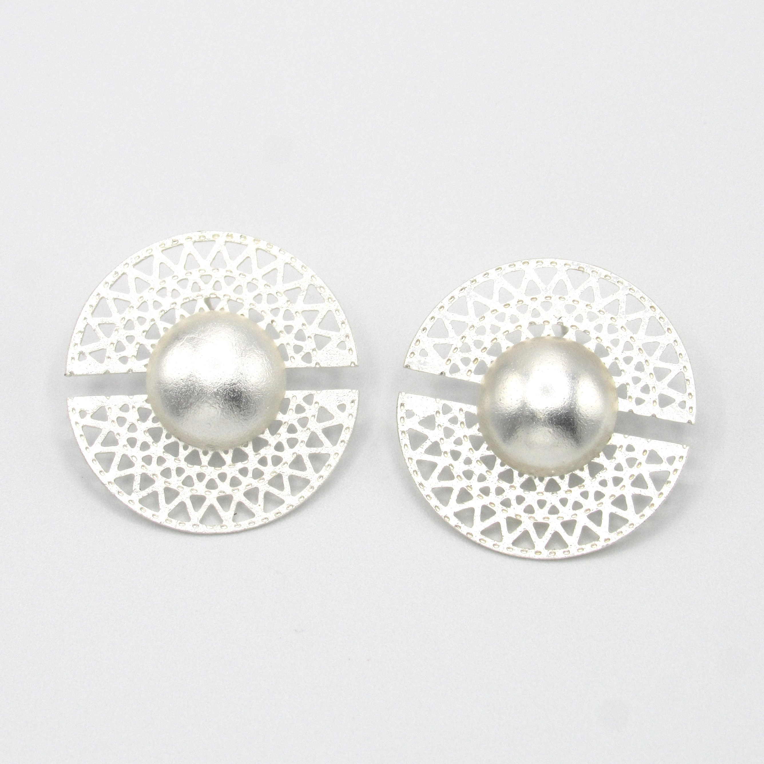 Aretes Maxi Topos Semilla Plateado