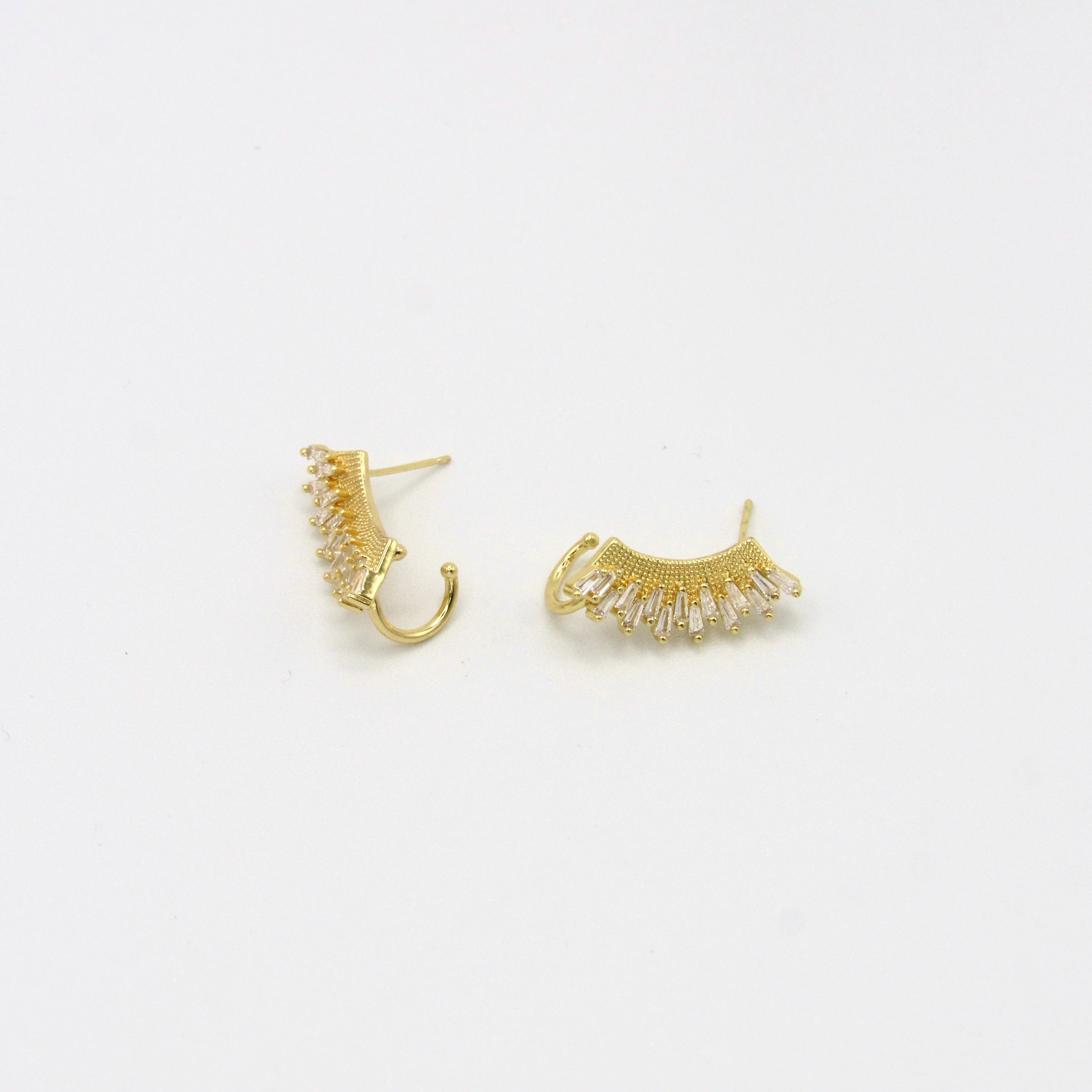 Ear Cuff Topos Abanico Cristales Dorado