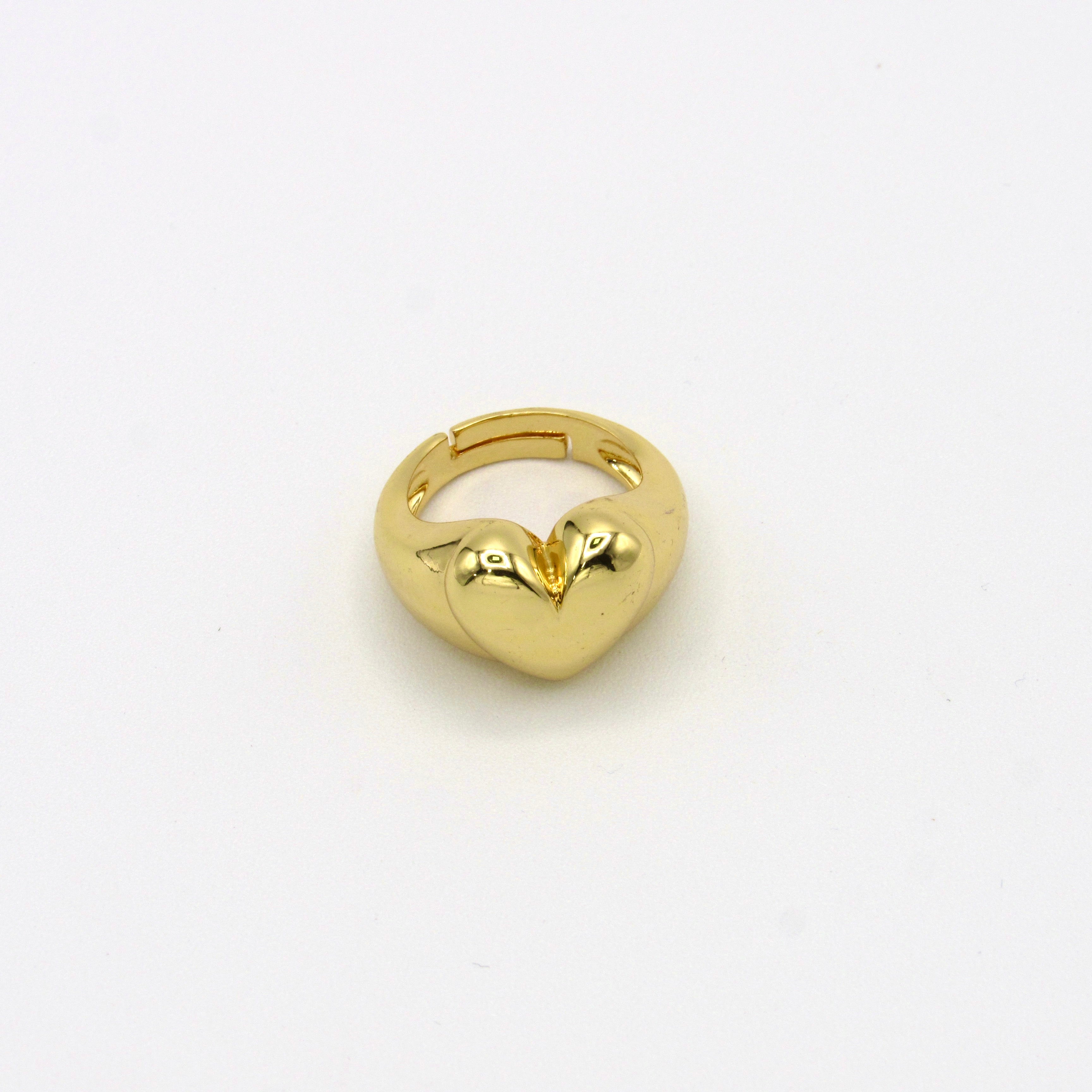 Anillo Corazón Liso Dorado