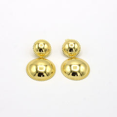 Aretes Doble Esfera Circulo Esencial Dorados