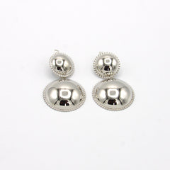 Aretes Doble Esfera Circulo Esencial Plateados