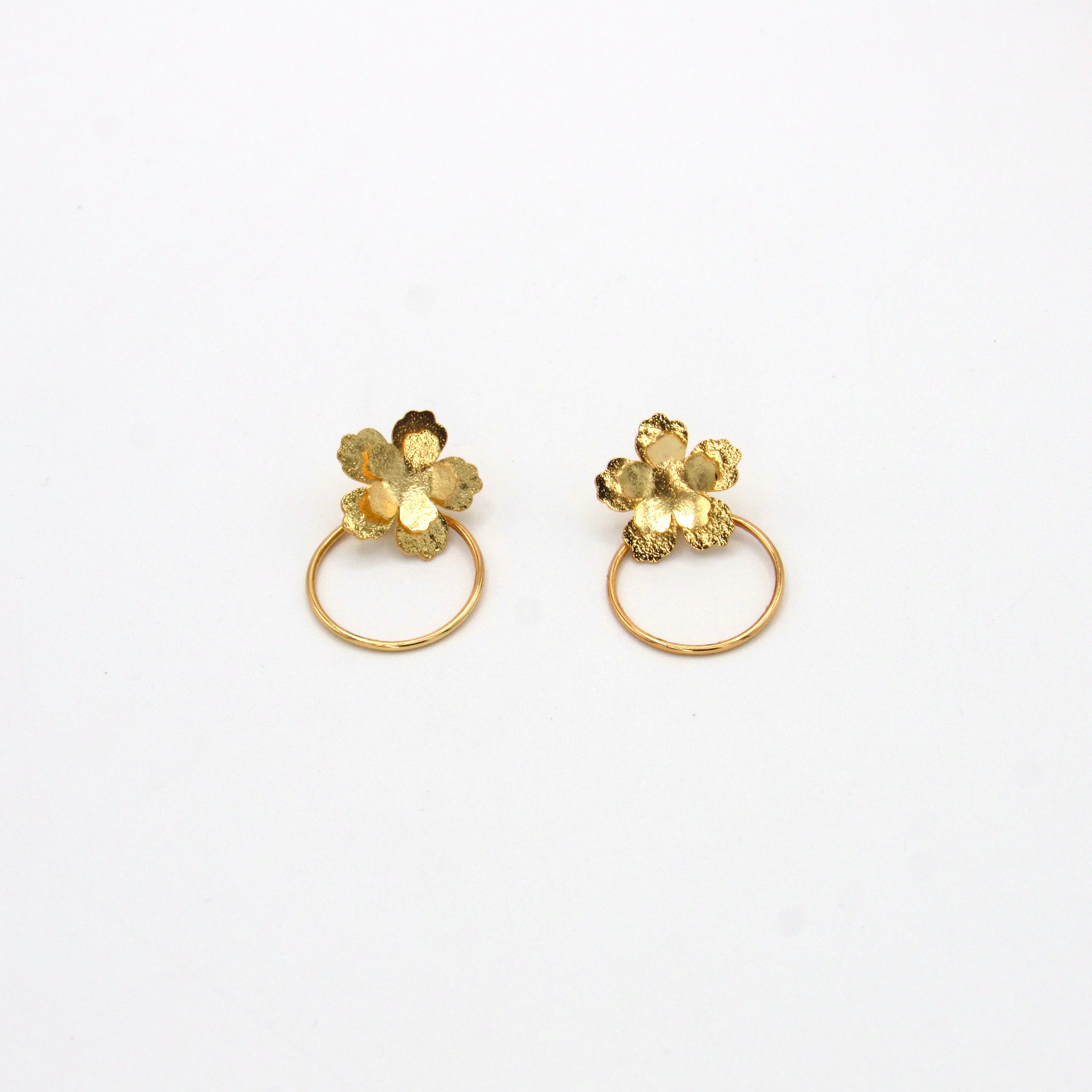 Aretes Topos Flor Y Aros Esencial Dorados