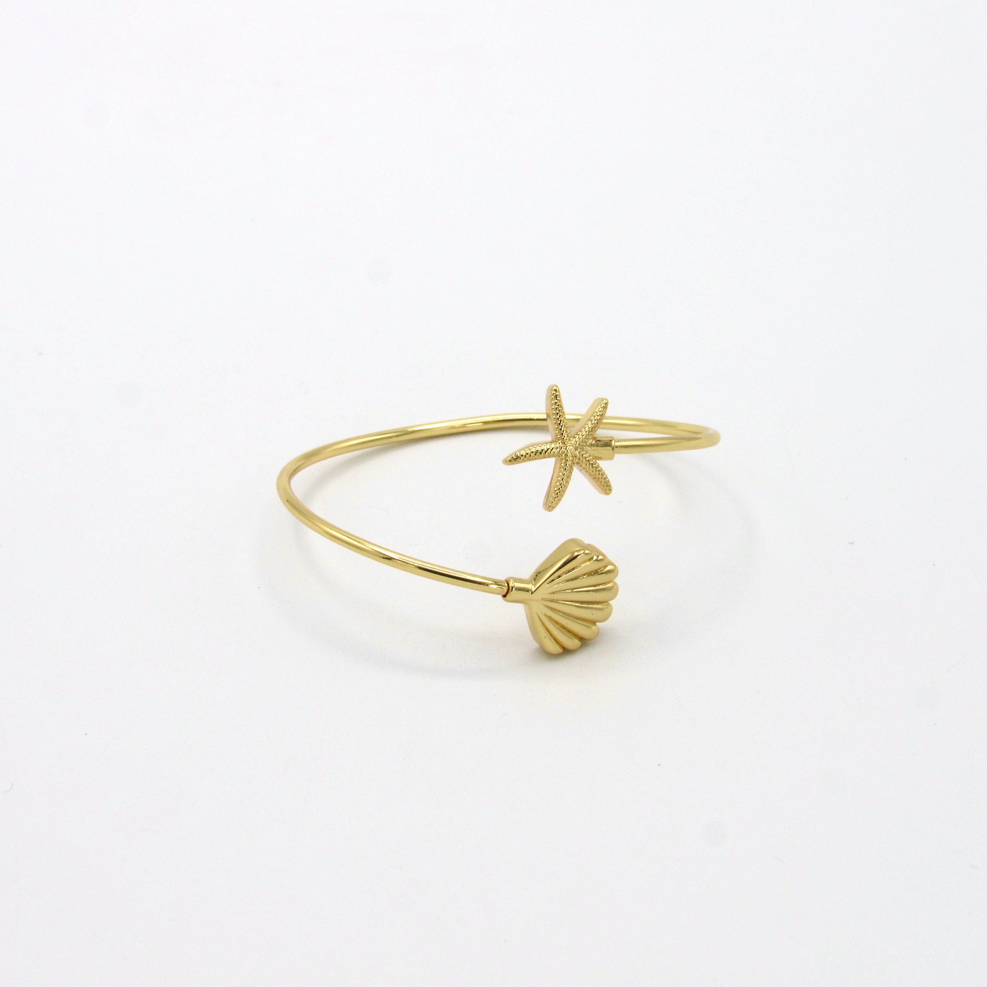 Pulsera Estrella Y Concha De Mar Dorada