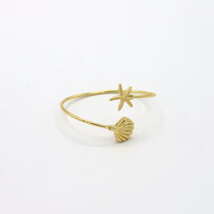 Pulsera Estrella Y Concha De Mar Dorada