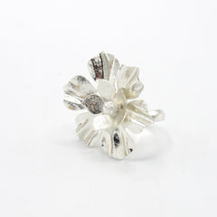 Anillo Flores Doble Esencial Plateado