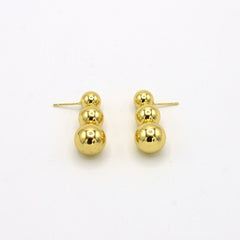 Aretes Maxi Triple Esferas Dorados