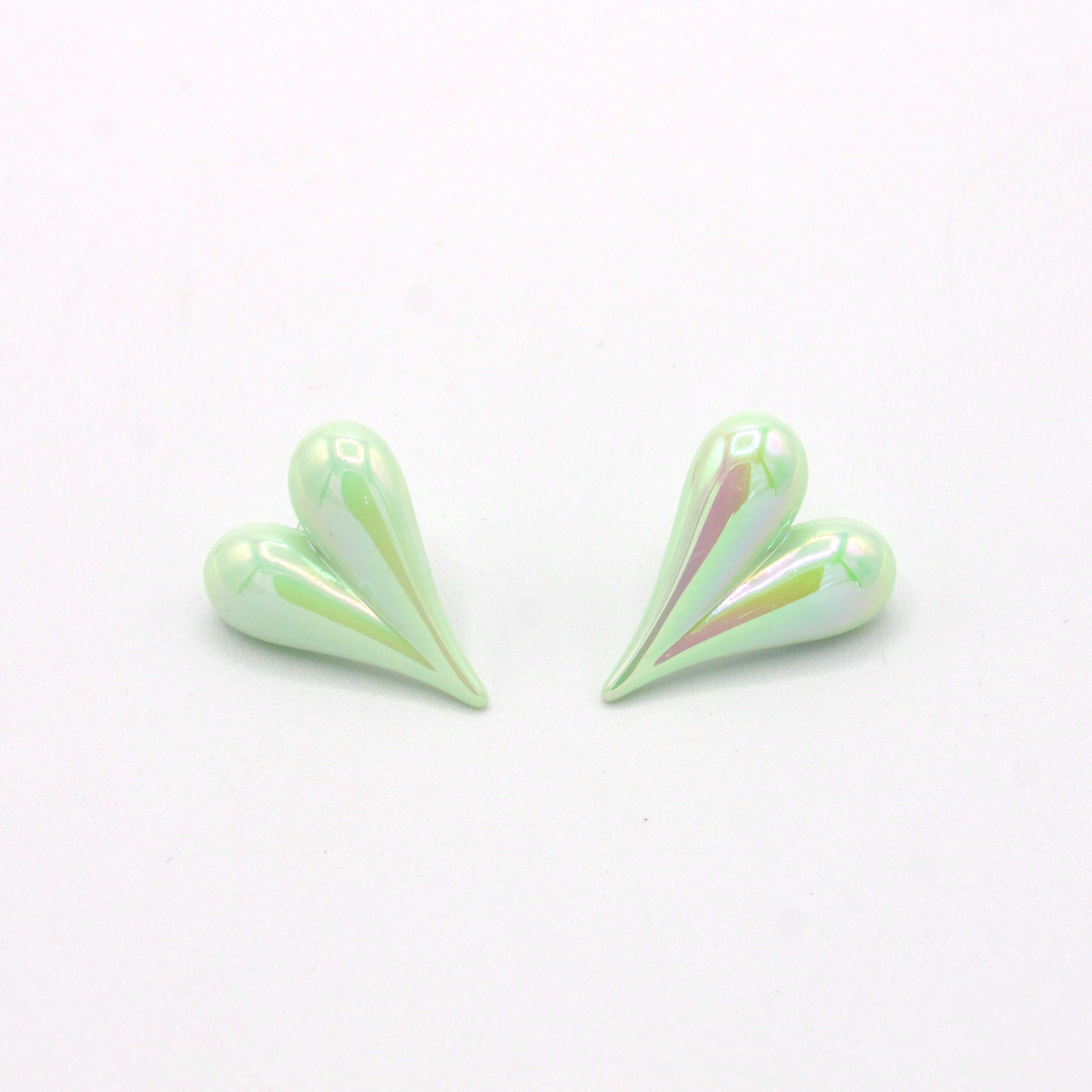 Aretes Topos Corazones Porcelanicron Verde