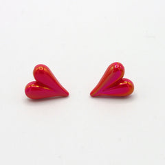 Aretes Topos Corazones Porcelanicron Rojo