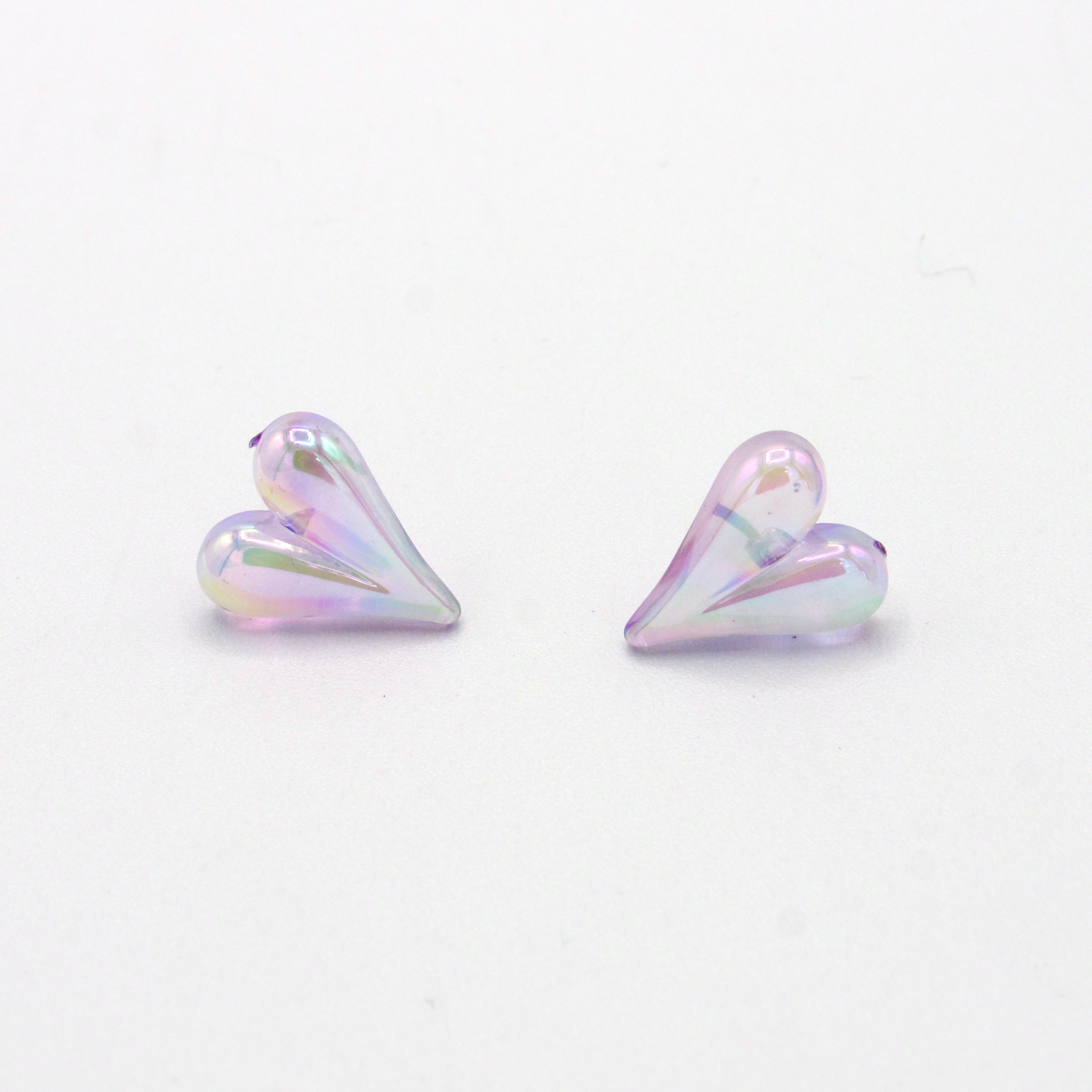 Aretes Topos Corazones Porcelanicron Visos Violeta