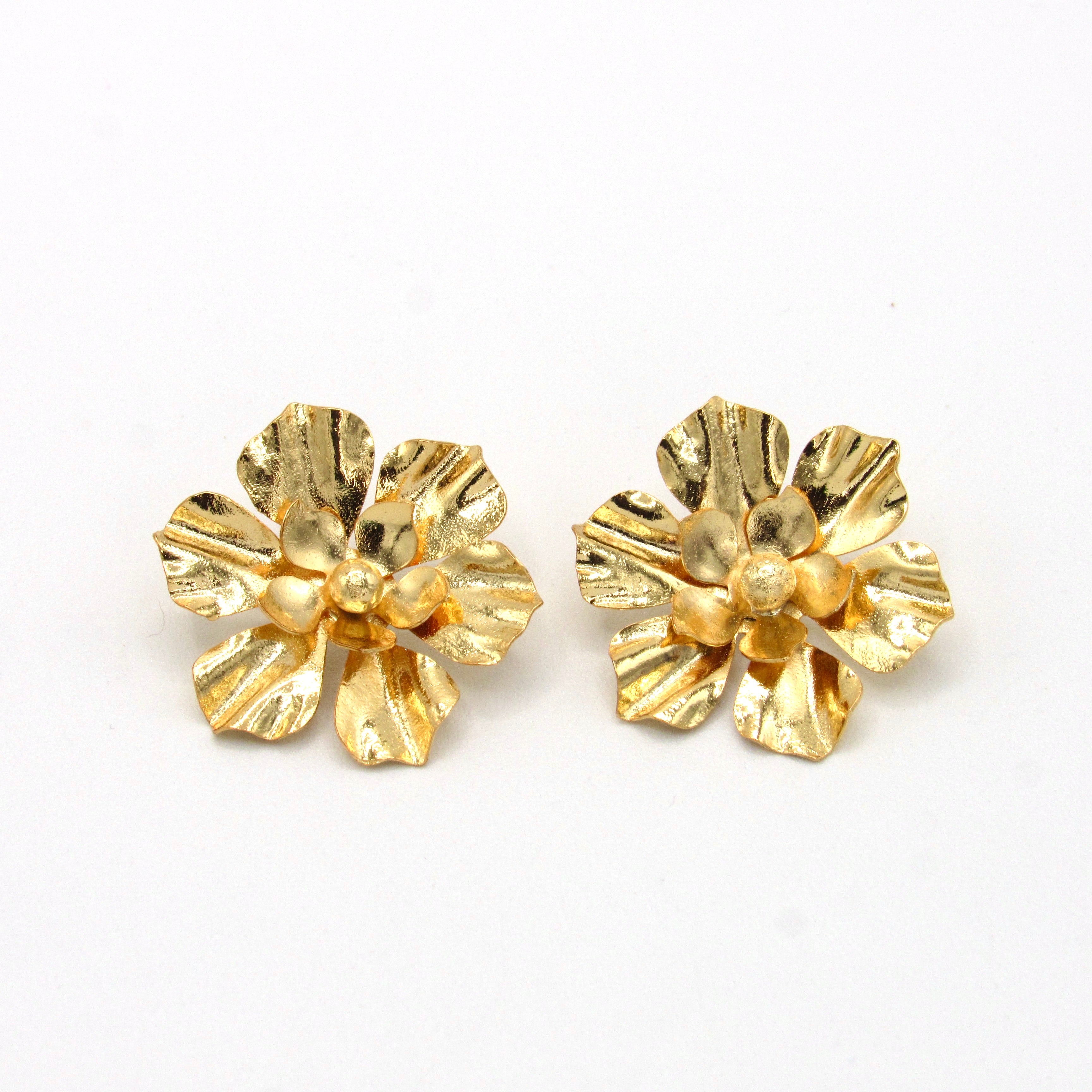 Aretes Maxi Topos Flores Esencial Dorados