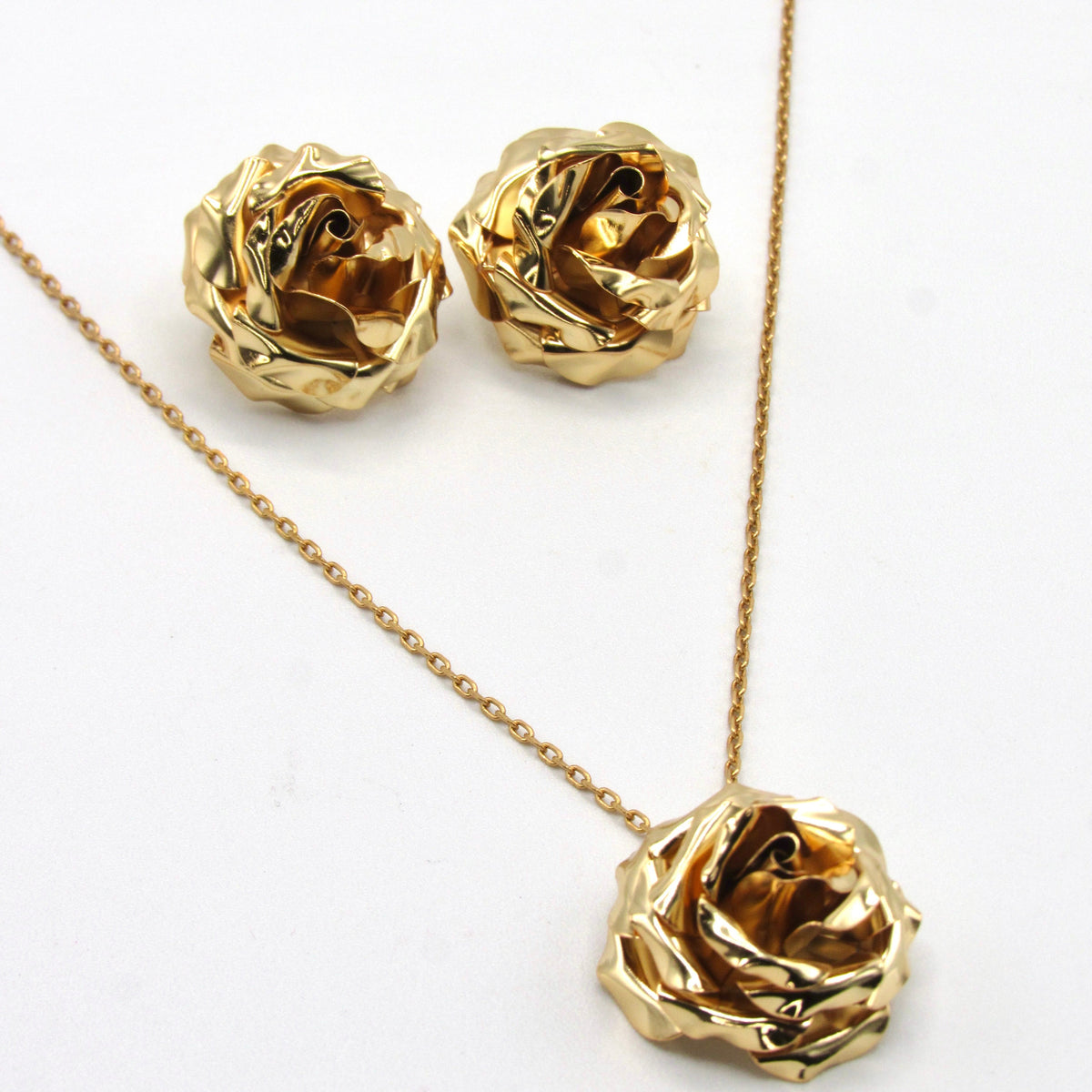 Set Collar Y Aretes Topo Rosa Dorada