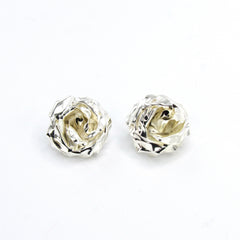 Set Collar Y Aretes Topos Rosa Plateado