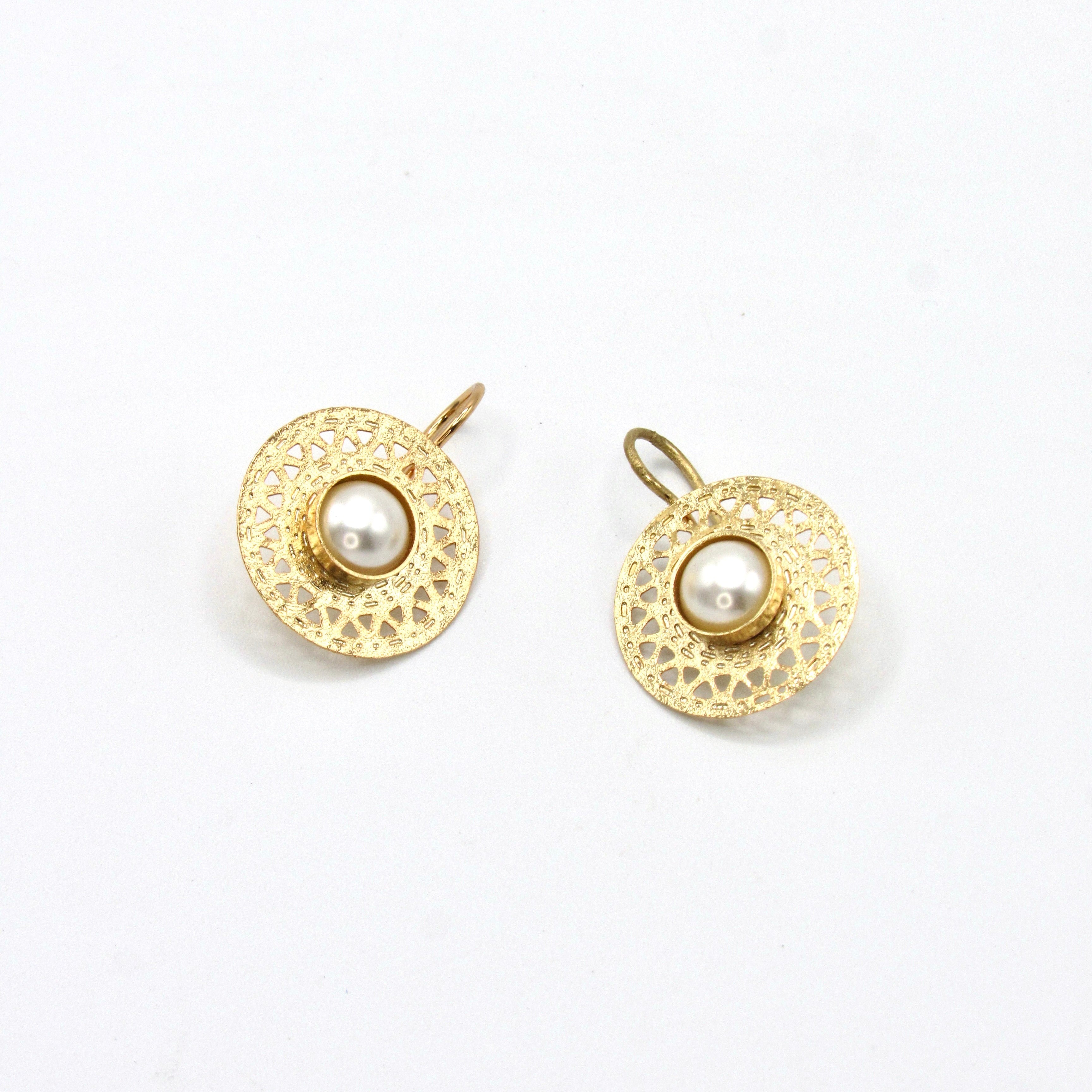 Set Collar Corbatin Y Aretes  Semilla Perla Dorado