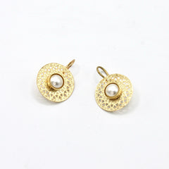 Set Collar Corbatin Y Aretes  Semilla Perla Dorado
