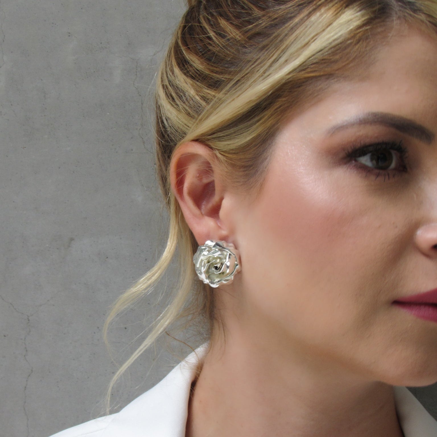 Aretes Maxi Topos Rosa Plateados