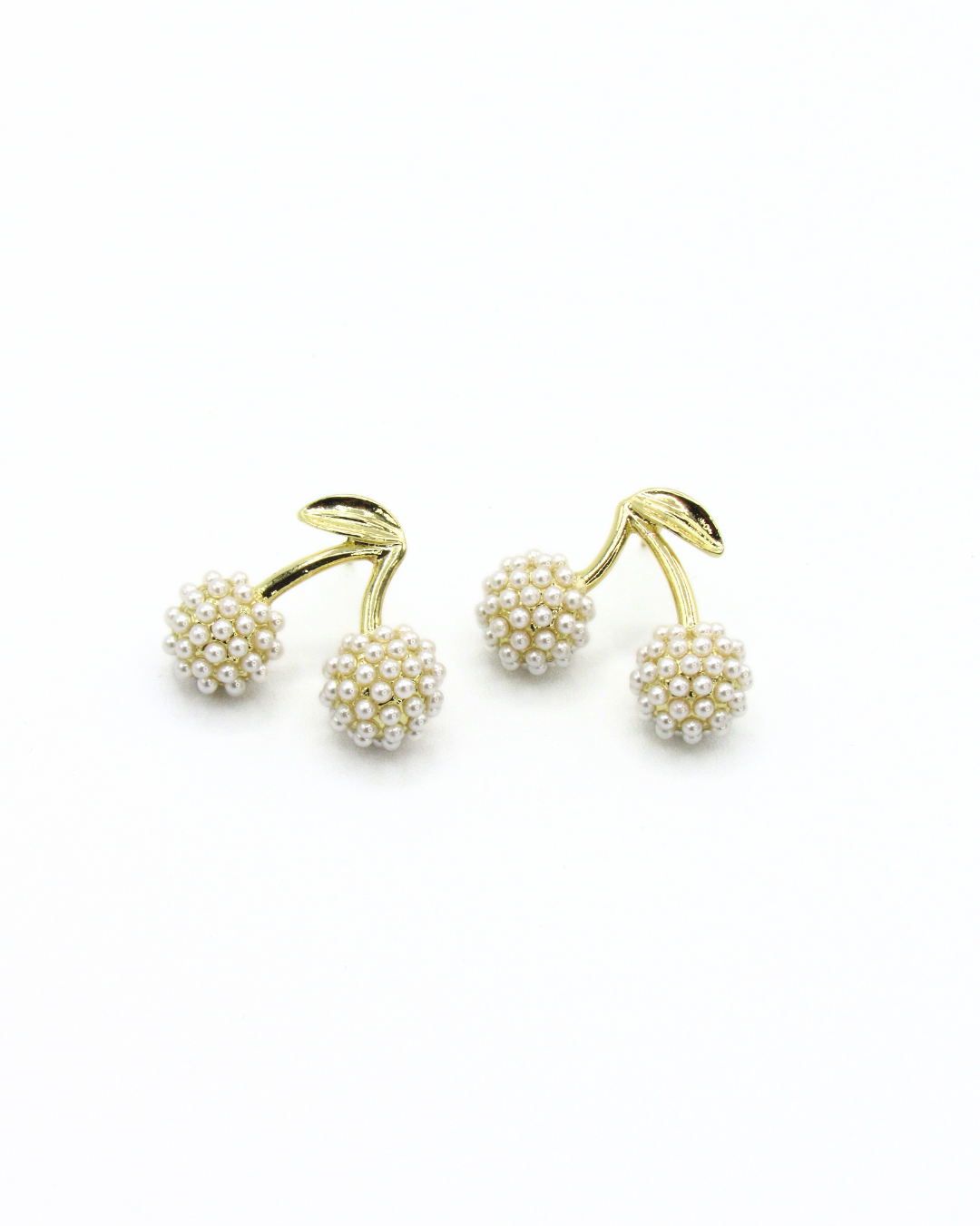Aretes Maxi Topos Cerezas Doradas Con Perlas