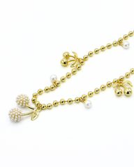 Collar Cerezas Doradas Con Perlas