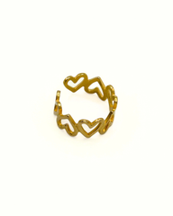 Anillo Argolla Corazones Dorado
