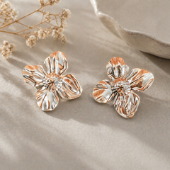 Aretes Maxi Topos flor Plateado - Bambú Rosa Joyas y Accesorios 