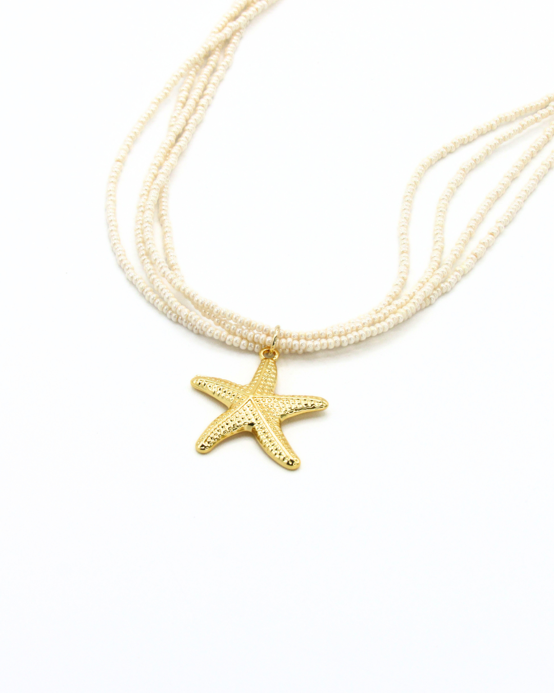 Collar Estrella De Mar Y Perlas Dorado