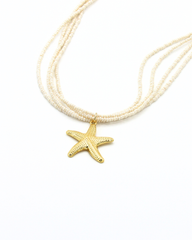 Collar Estrella De Mar Y Perlas Dorado