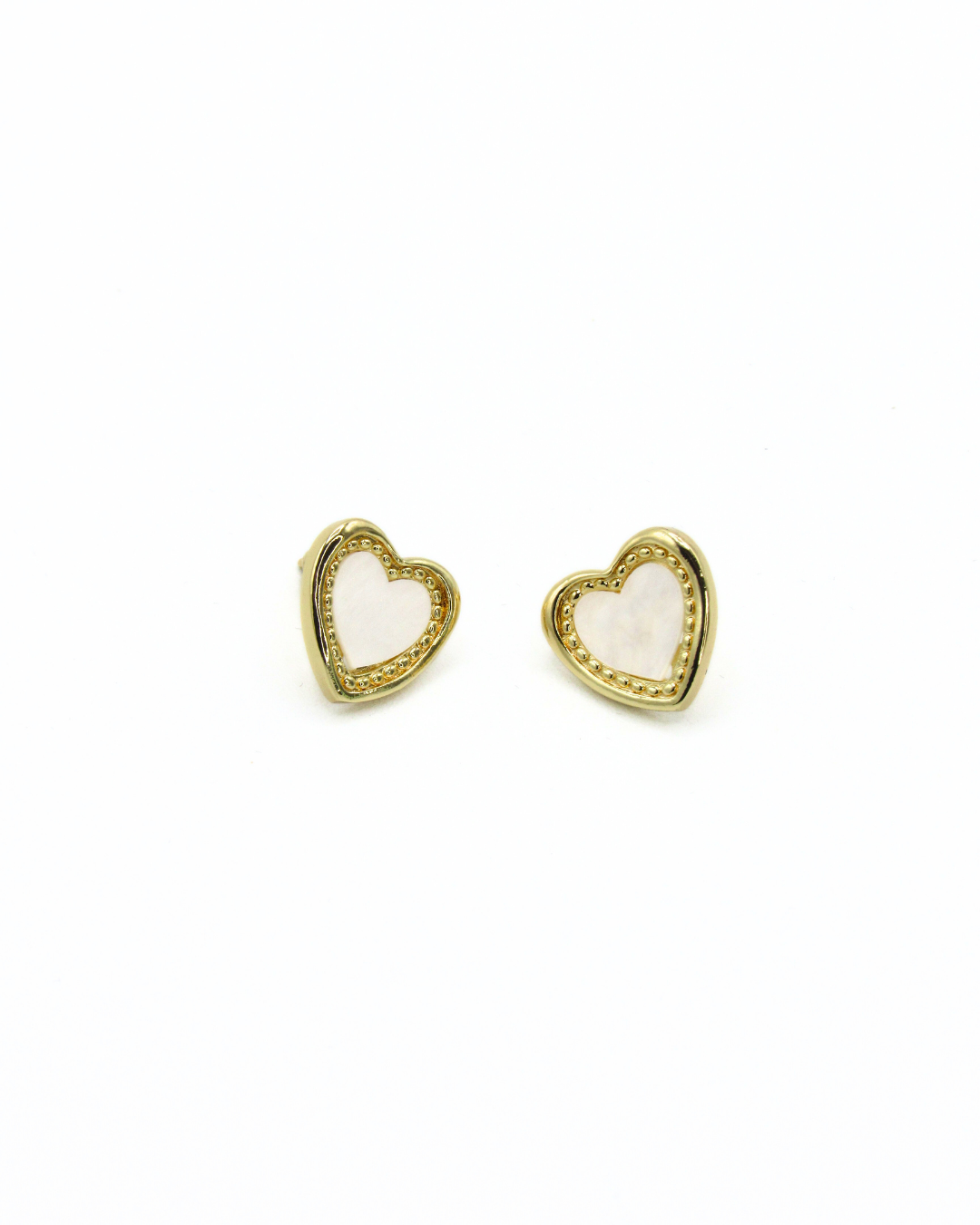 Aretes Topos Corazones Nacar Dorados