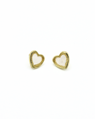 Aretes Topos Corazones Nacar Dorados