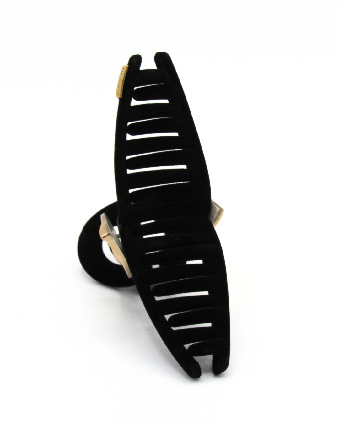 Pinza En Gamuza Maxi Corazon Dorada-Negra