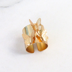 Anillo argolla mariposas latidos Dorado