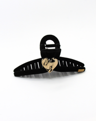 Pinza En Gamuza Maxi Corazon Dorada-Negra