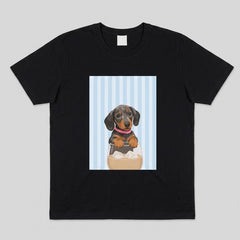 Camiseta manga corta negra estampada perro azul - Bambú Rosa Joyas y Accesorios 