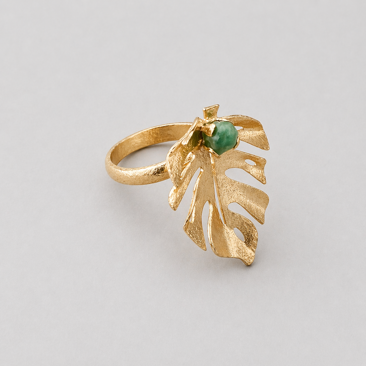 Anillo hoja Balazo esmeralda florecer - Bambú Rosa Joyas y Accesorios 
