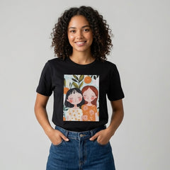 Camiseta manga corta negra estampada niñas - Bambú Rosa Joyas y Accesorios 